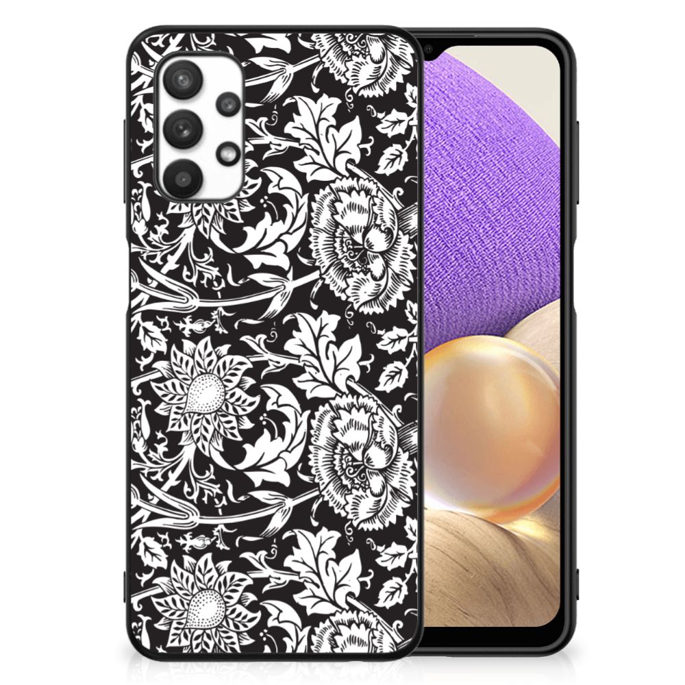 Samsung Galaxy A32 5G Bloemen Hoesje Black Flowers B2C Telecom