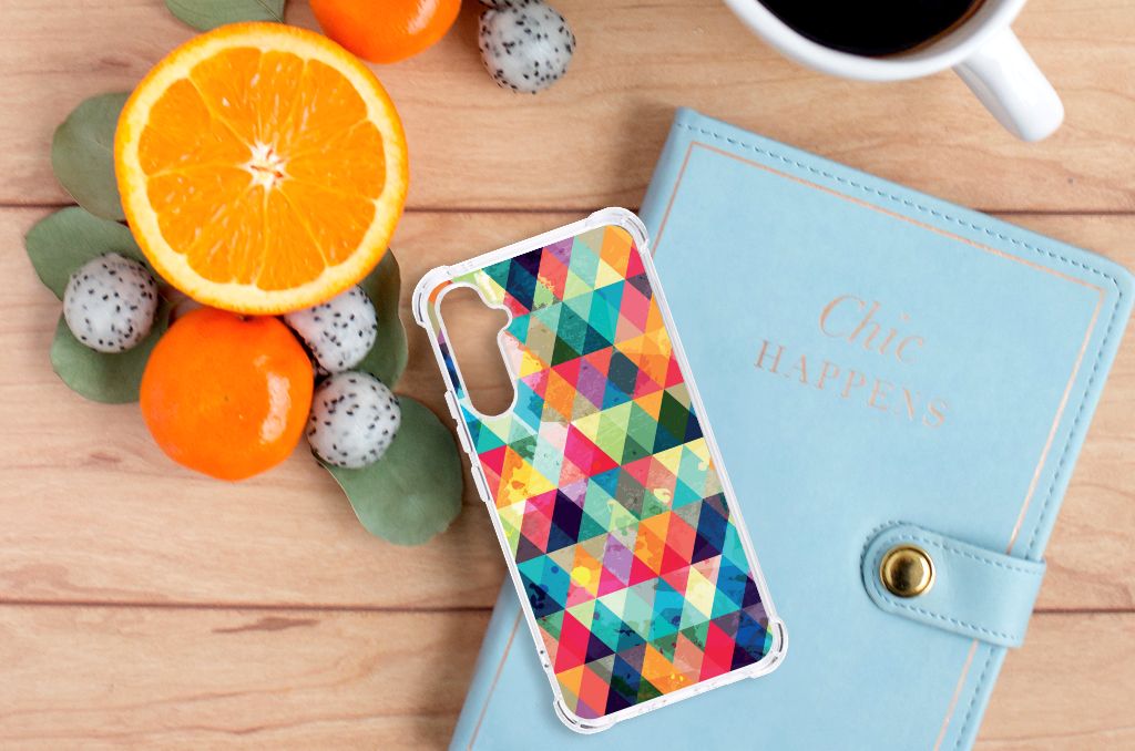 Samsung Galaxy A34 Doorzichtige Silicone Hoesje Geruit B2C Telecom