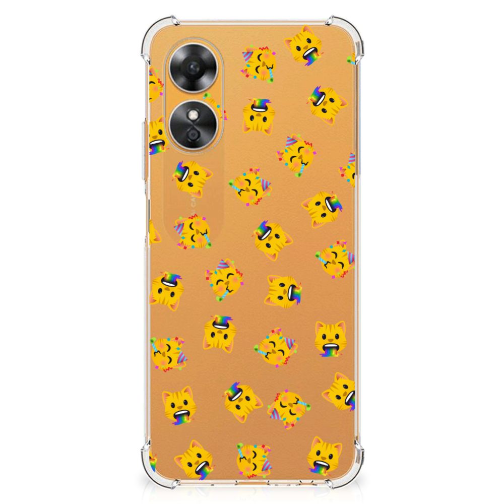 Doorzichtige Silicone Hoesje voor OPPO A17 Katten Emojis B2C Telecom