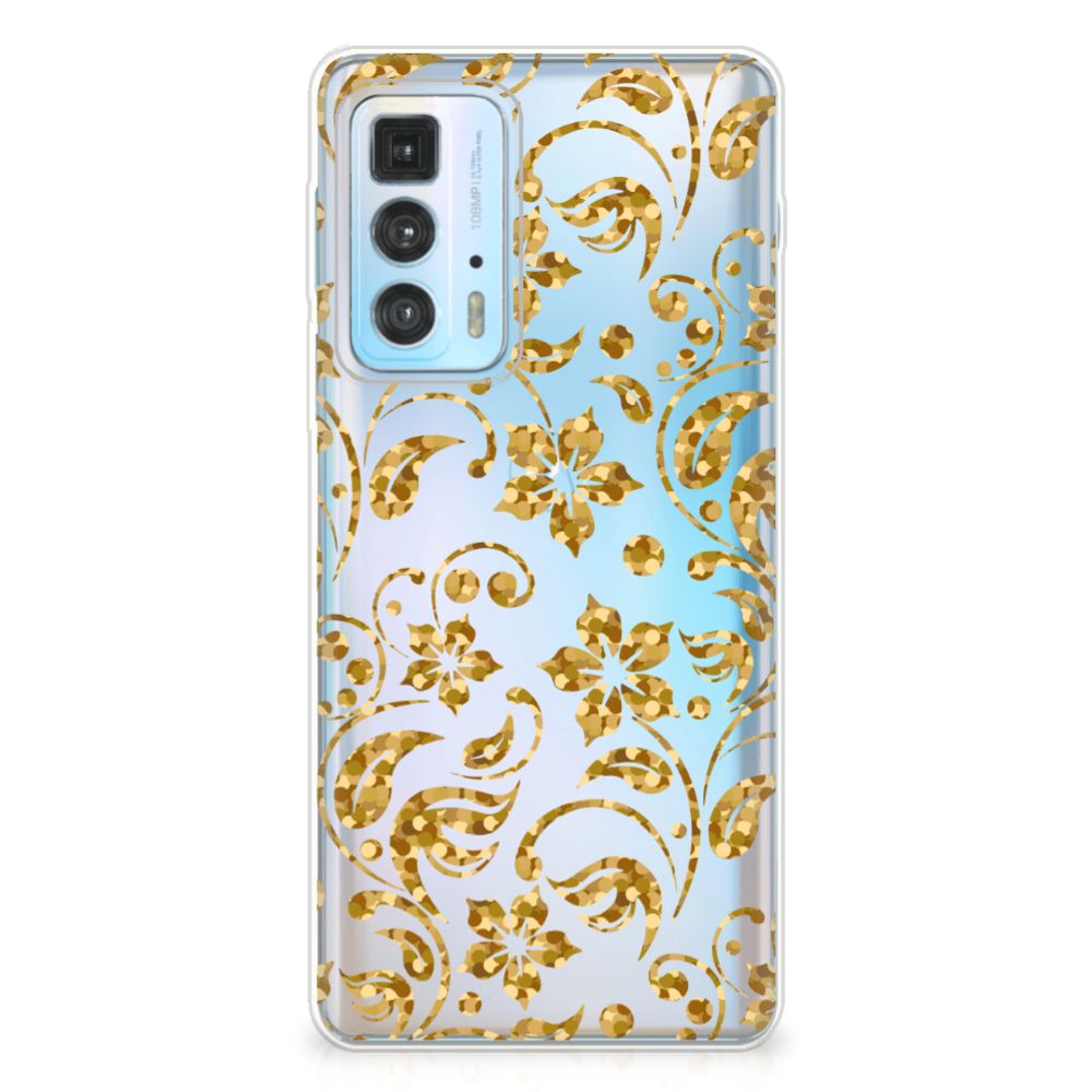 Motorola Edge 20 Pro TPU Case Gouden Bloemen