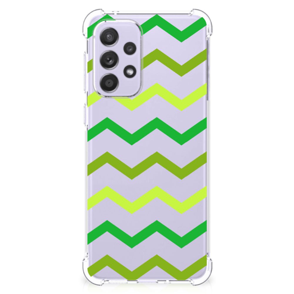 Samsung Galaxy A33 Doorzichtige Silicone Hoesje Zigzag Groen B2C Telecom
