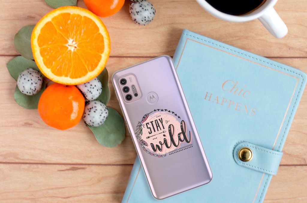 Motorola Moto G30 | G10 Telefoonhoesje met Naam Boho Stay Wild B2C Telecom