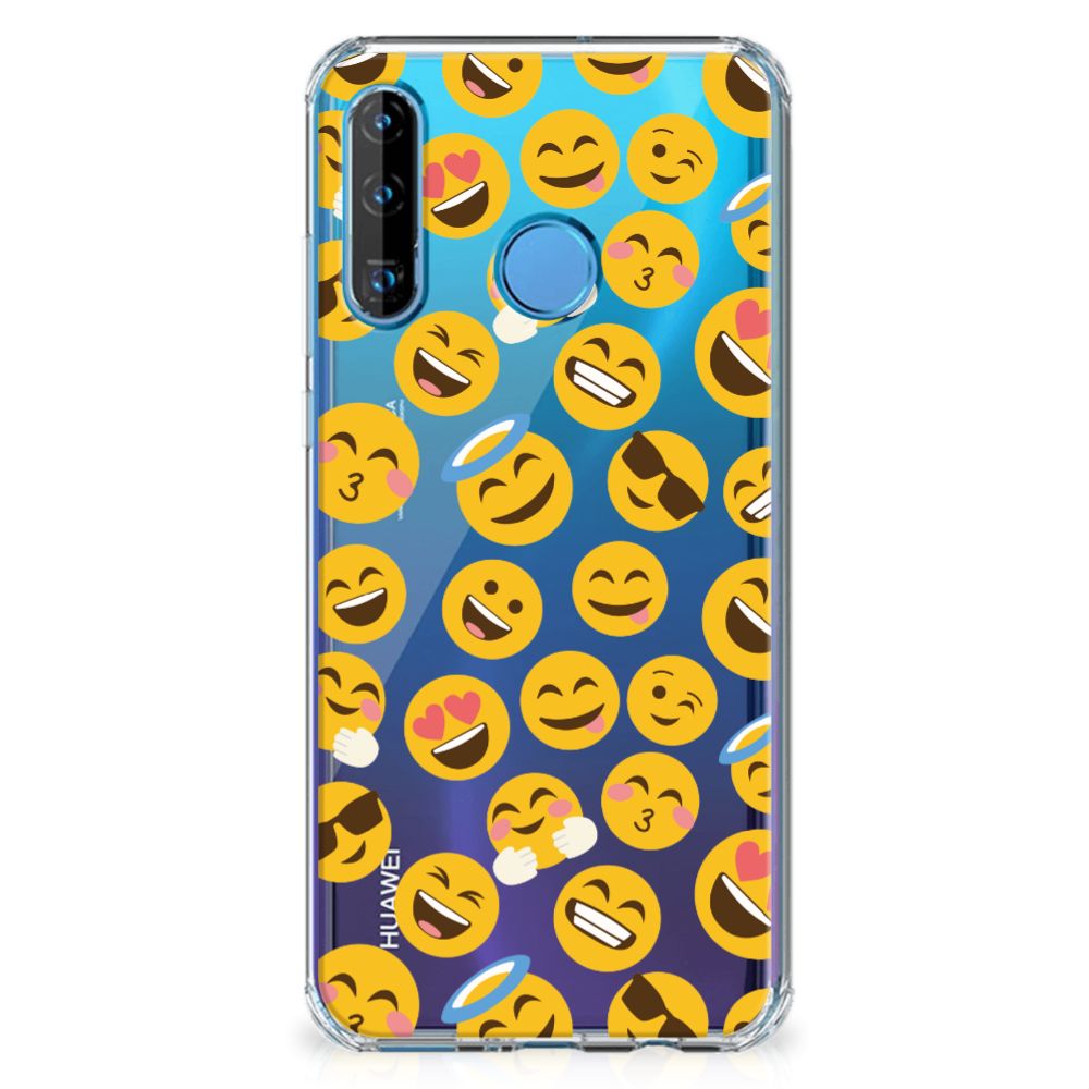 Huawei P30 Lite Doorzichtige Silicone Hoesje Emoji