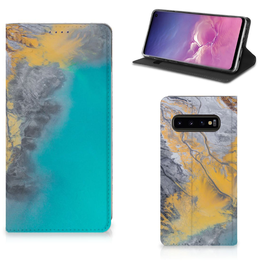 Samsung Galaxy S10 Standcase Marble Blue Gold