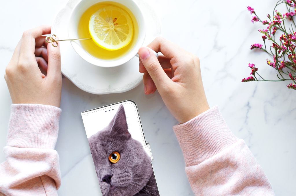 Motorola Moto G22 Telefoonhoesje met Pasjes Kat