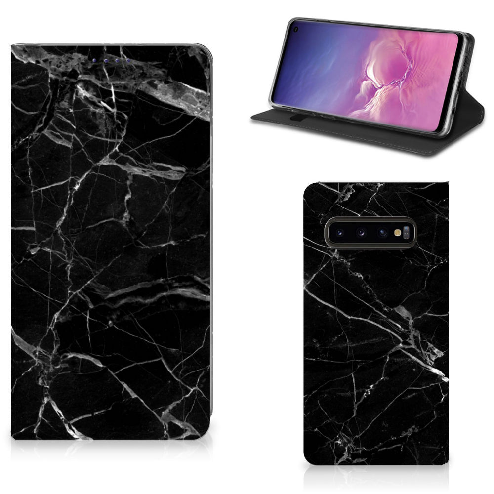 Samsung Galaxy S10 Standcase Marmer Zwart - Origineel Cadeau Vader