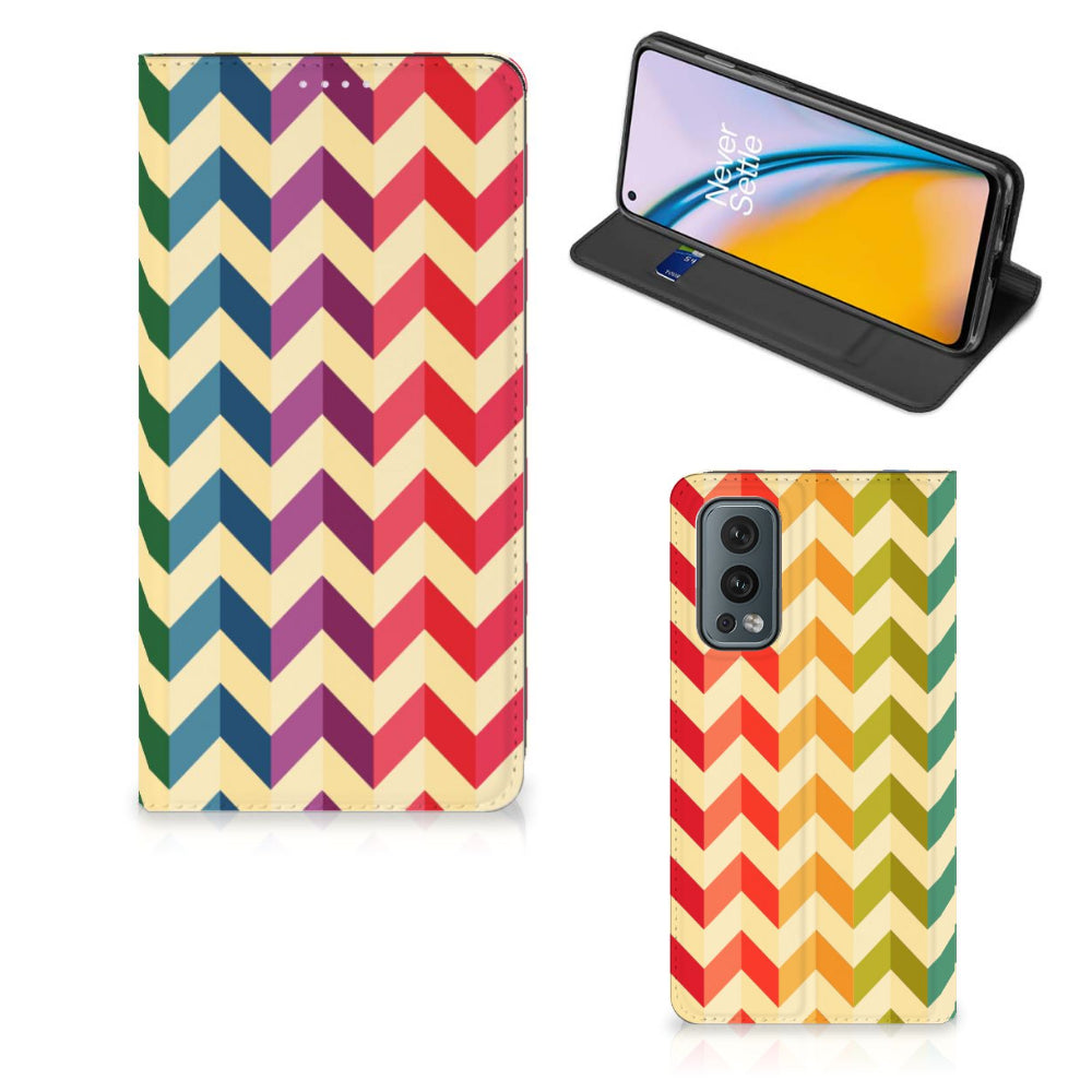 OnePlus Nord 2 5G Hoesje met Magneet Zigzag Multi Color
