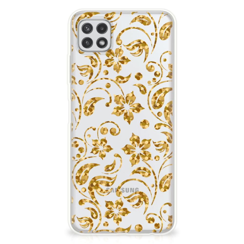 Samsung Galaxy A22 5G TPU Case Gouden Bloemen