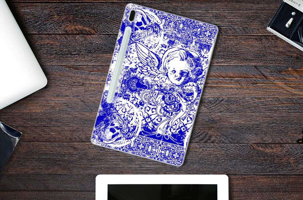 Tablet BackCover Samsung Galaxy Tab S7FE Angel Skull Blauw - B2C Telecom