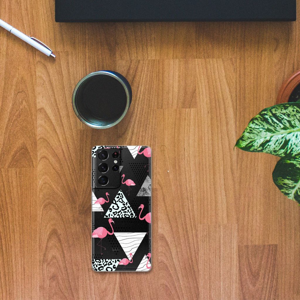 Samsung Galaxy S21 Ultra TPU Hoesje Flamingo Triangle B2C Telecom