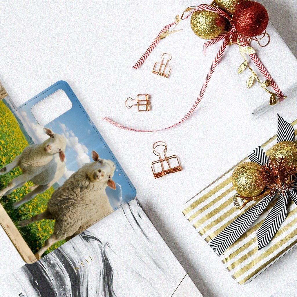 Huawei P40 Pro Telefoonhoesje met Pasjes Schaap en Lammetje