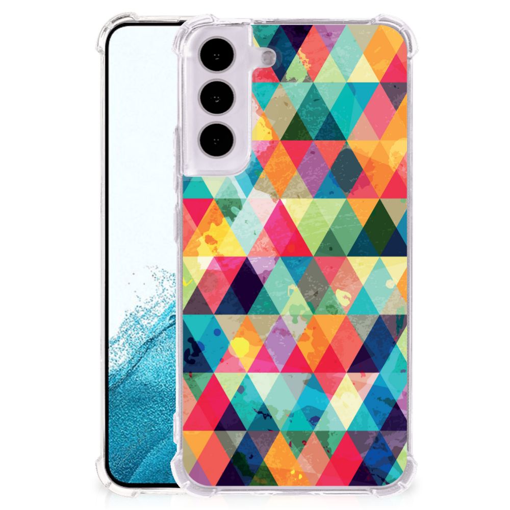 Samsung Galaxy S22 Doorzichtige Silicone Hoesje Geruit