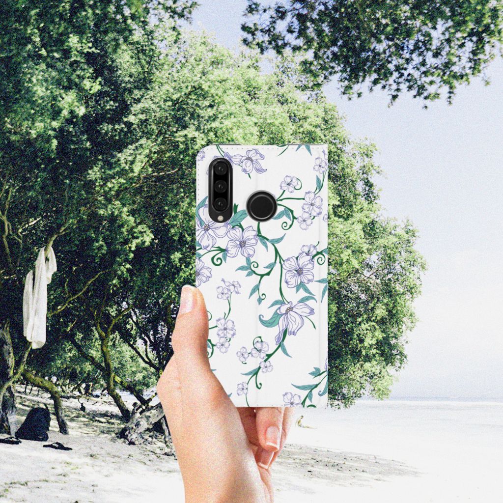 Huawei P30 Lite New Edition Uniek Smart Cover Blossom White