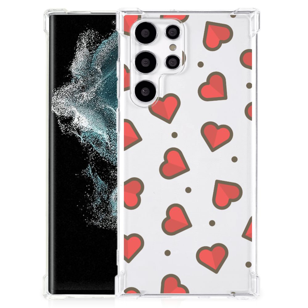 Samsung Galaxy S22 Ultra Doorzichtige Silicone Hoesje Hearts B2C Telecom