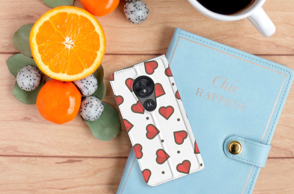 Motorola Moto G7 Play Hoesje met Magneet Hearts - B2C Telecom