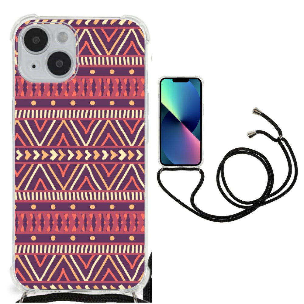 iPhone 14 Doorzichtige Silicone Hoesje Aztec Paars