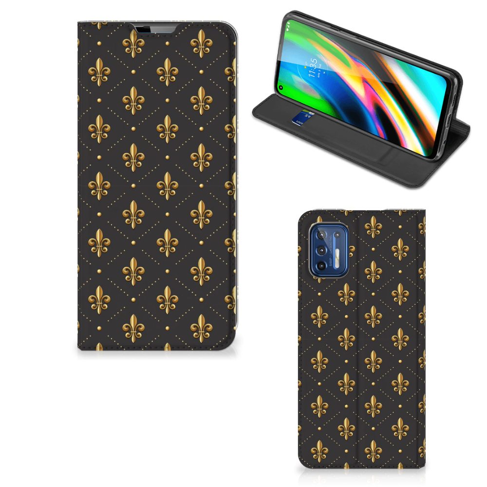Motorola Moto G9 Plus Hoesje met Magneet Franse Lelie - B2C Telecom