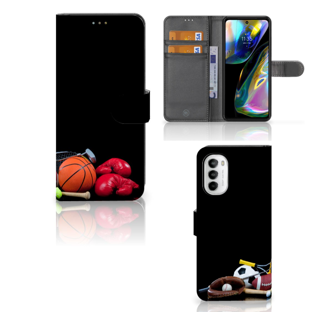 Motorola Moto G52 | Moto G82 Wallet Case met Pasjes Sports design featuring sports equipment.