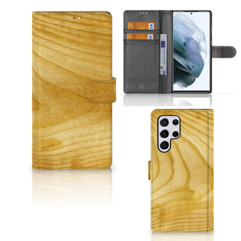 Samsung Galaxy S22 Ultra Book Style Case Licht Hout
