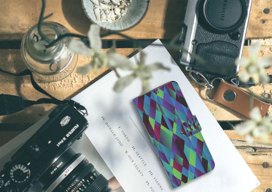 Samsung Galaxy A20s Book Case Abstract Green Blue