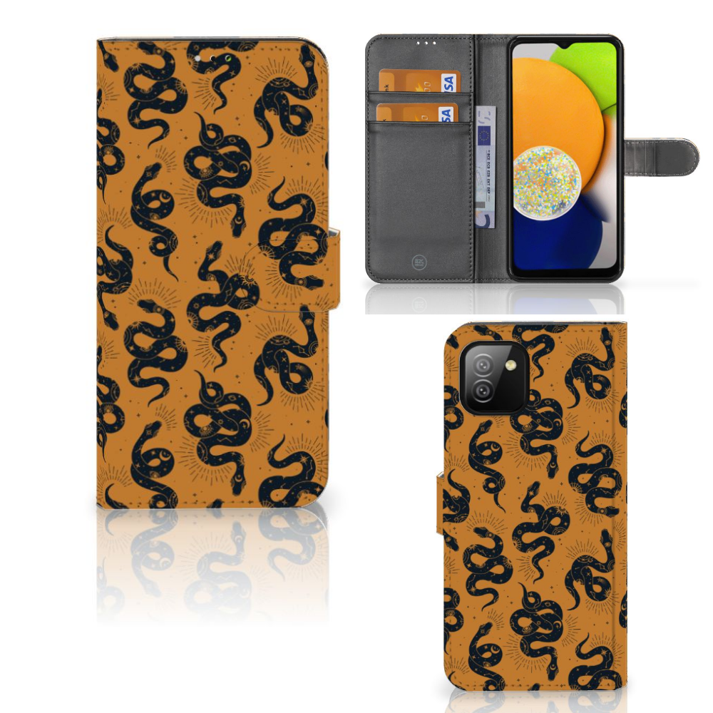 Telefoonhoesje met Pasjes voor Samsung Galaxy A03 Snakes