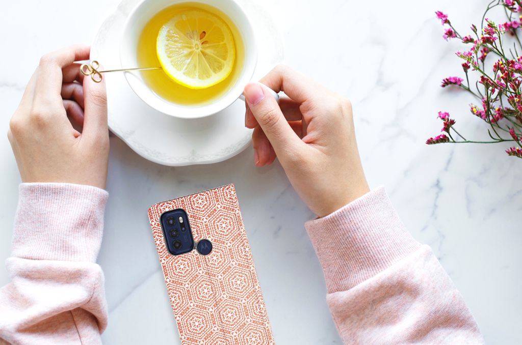 Motorola Moto G60s Hoesje met Magneet Pattern Orange - B2C Telecom