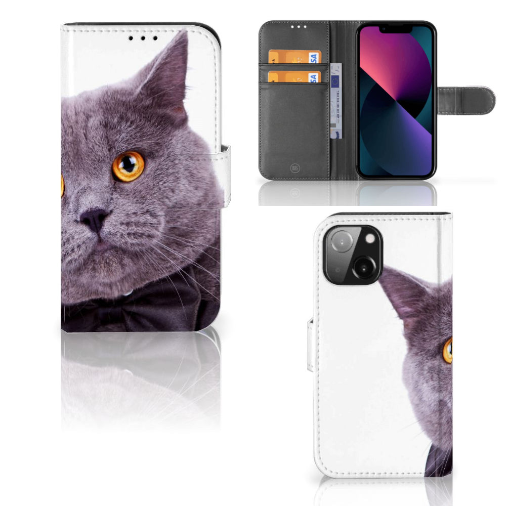 iPhone 13 Mini Telefoonhoesje met Pasjes Kat