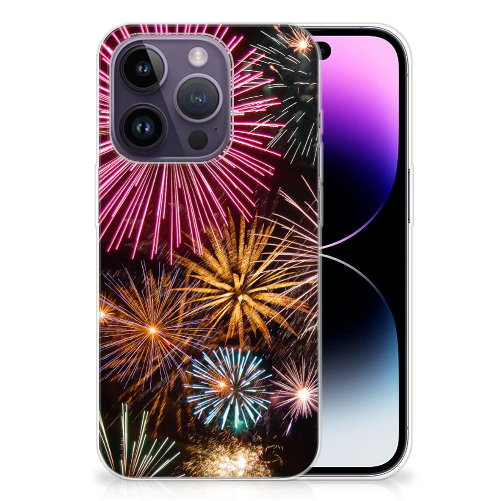 Apple iPhone 14 Pro Silicone Back Cover Vuurwerk met levendige siervuurwerkprint đ.