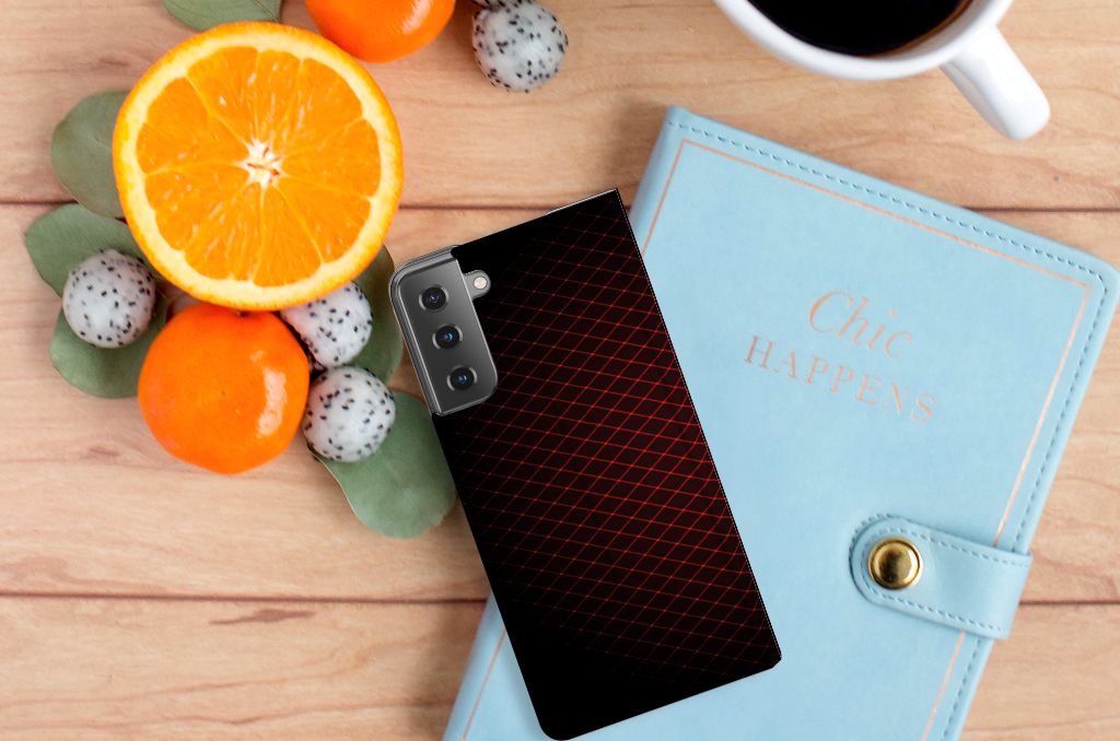 Samsung Galaxy S21 Plus Hoesje met Magneet Geruit Rood - B2C Telecom