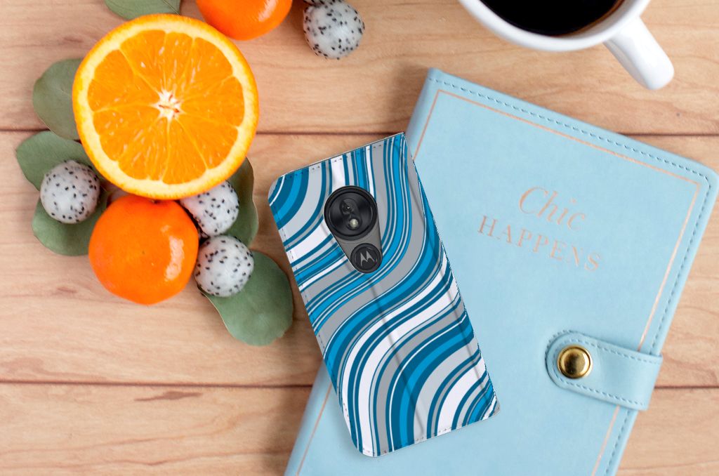 Motorola Moto G7 Play Hoesje met Magneet Waves Blue - B2C Telecom