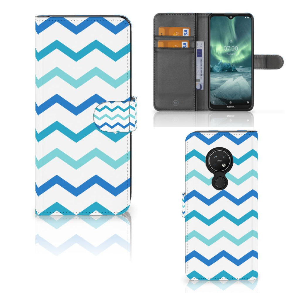 Nokia 7.2 | Nokia 6.2 Telefoon Hoesje Zigzag Blauw