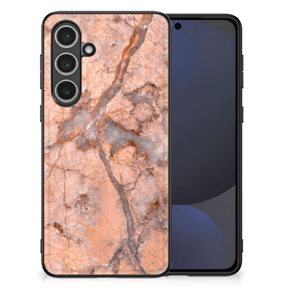 Samsung Galaxy S24 FE Marmeren Print Telefoonhoesje Marmer Oranje