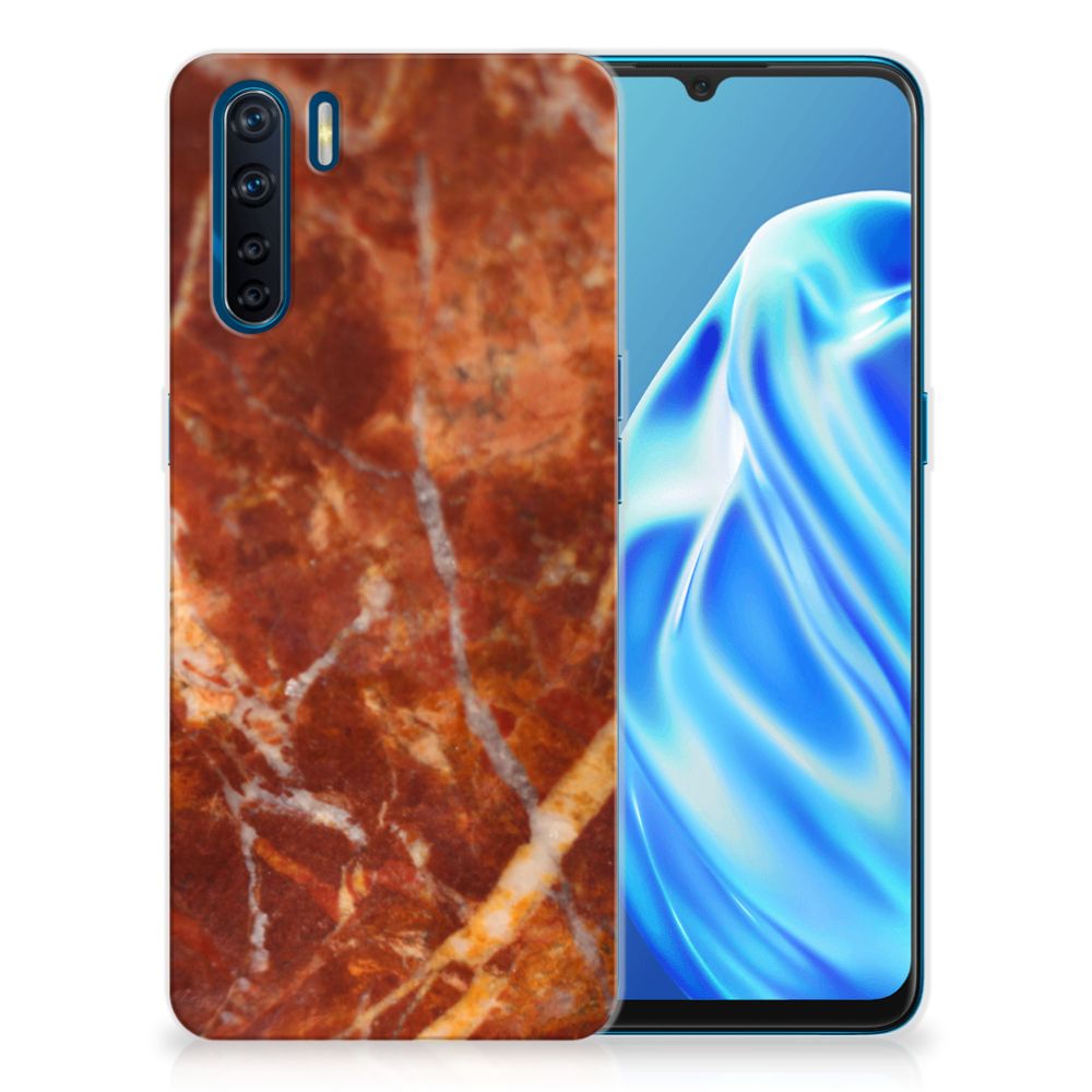 OPPO A91 TPU Siliconen Hoesje Marmer Bruin B2C Telecom