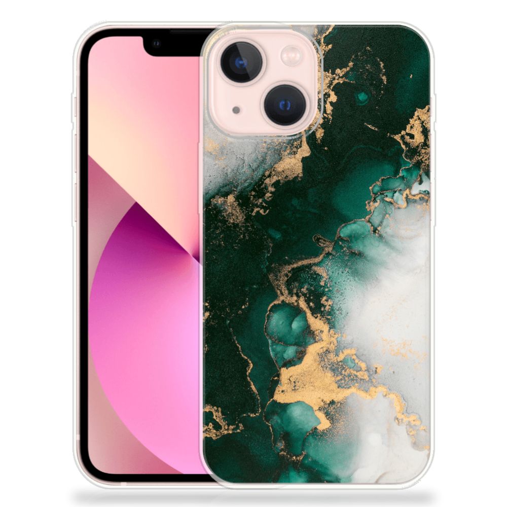 TPU Siliconen Hoesje voor iPhone 13 mini Marmer Groen