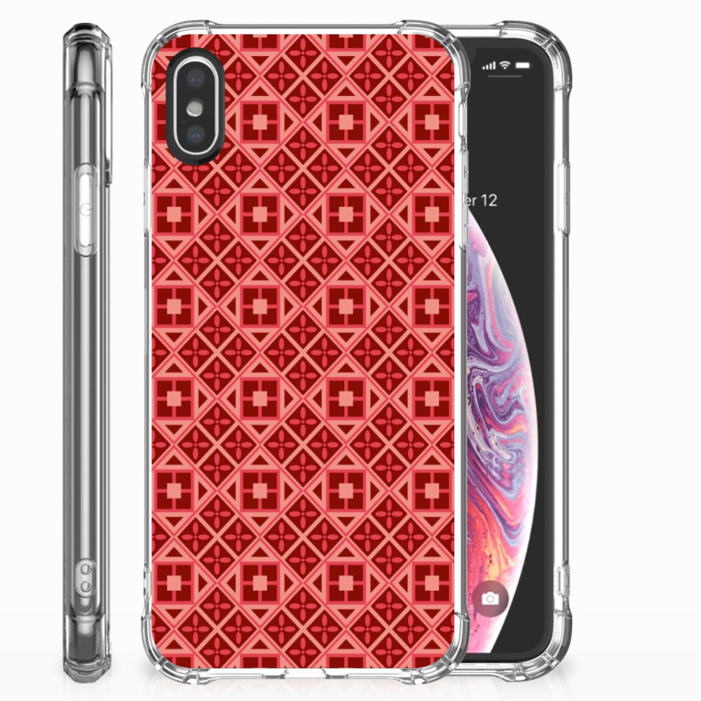 Apple iPhone X | Xs Doorzichtige Silicone Hoesje Batik Rood