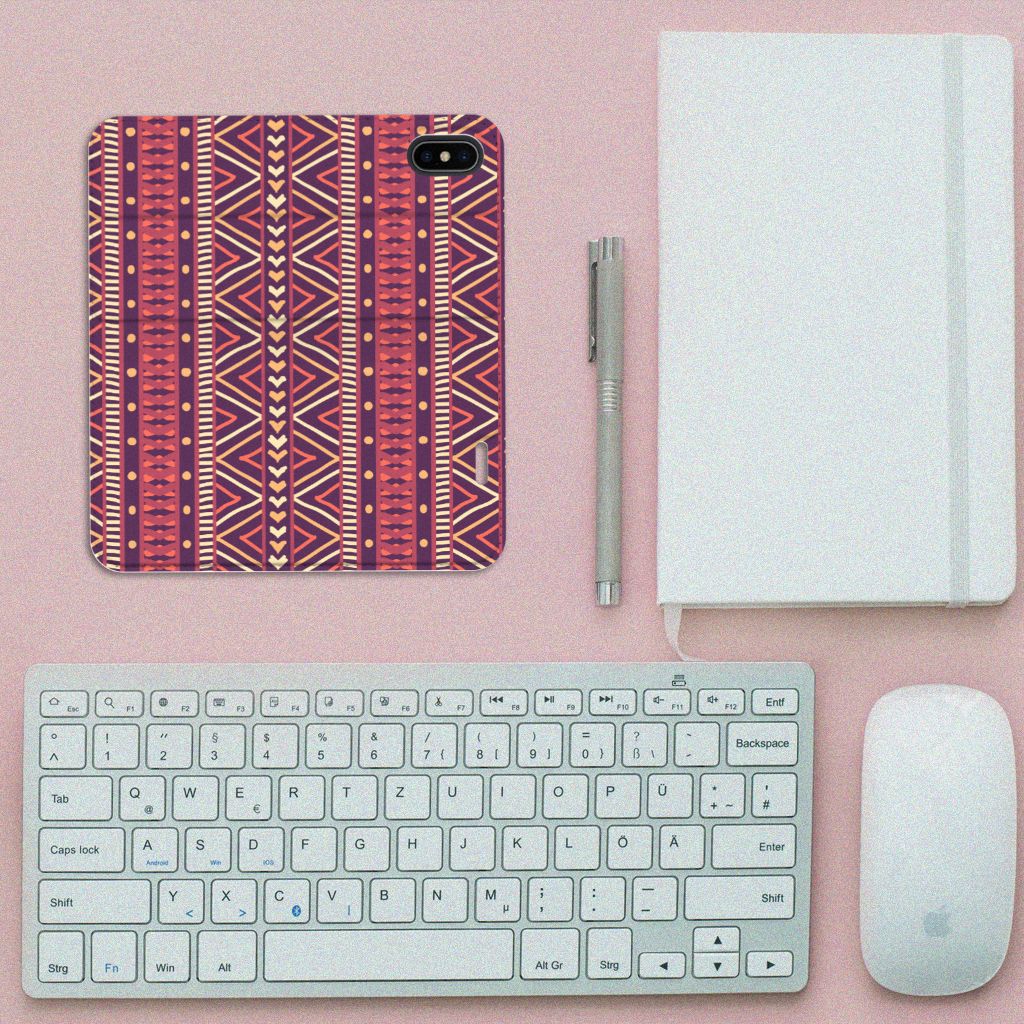 Apple iPhone X | Xs Hoesje met Magneet Aztec Paars