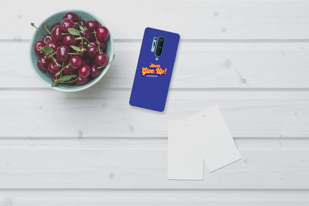 OnePlus 8 Pro Siliconen hoesje met naam Never Give Up B2C Telecom