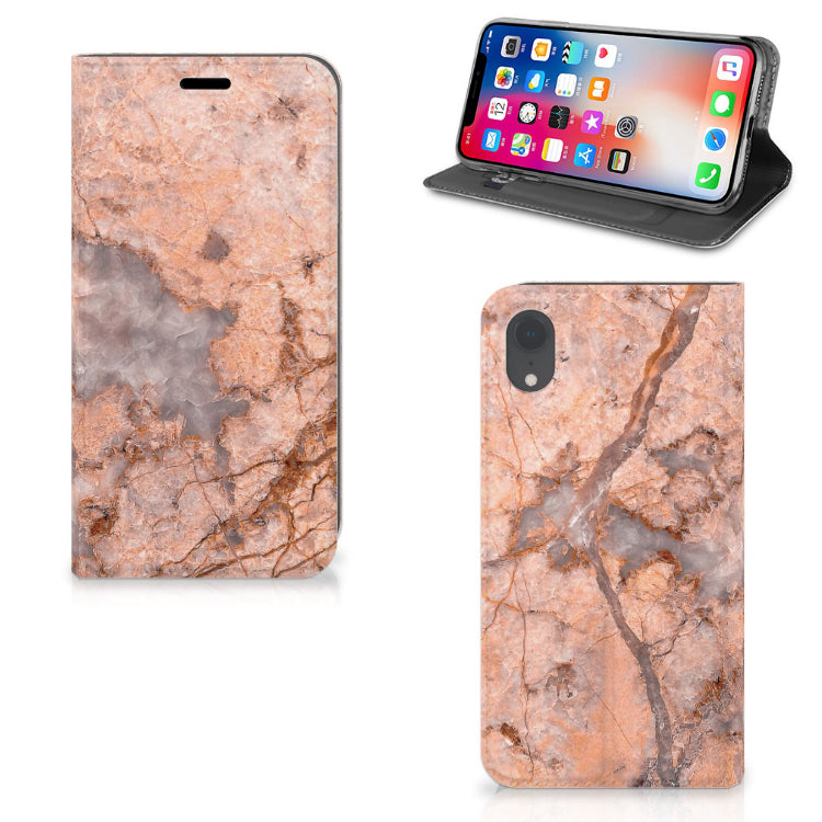 Apple iPhone Xr Standcase Marmer Oranje