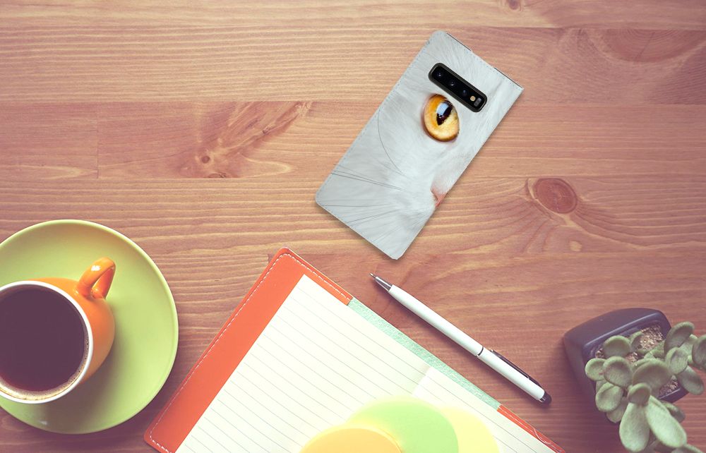 Samsung Galaxy S10 Plus Hoesje maken Witte Kat