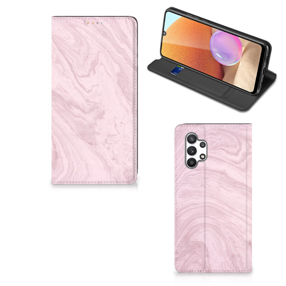 Samsung Galaxy A32 4G | A32 5G Enterprise Editie Standcase Marble Pink - Origineel Cadeau Vriendin