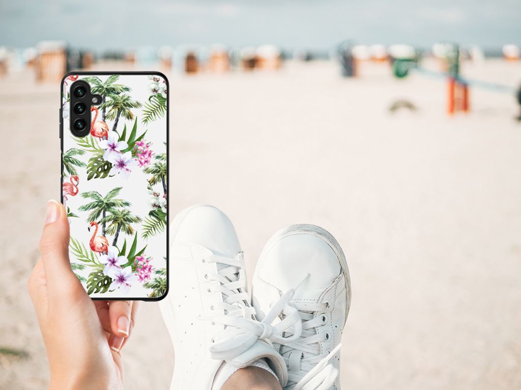 Samsung Galaxy A13 5G | A04s Dierenprint Telefoonhoesje Flamingo Palms B2C Telecom