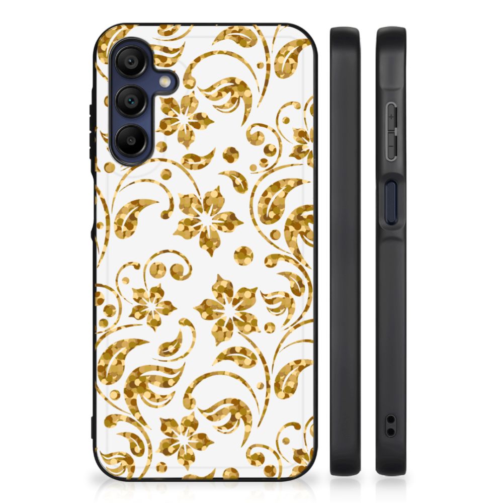 Samsung Galaxy A15 Bloemen Hoesje Gouden Bloemen
