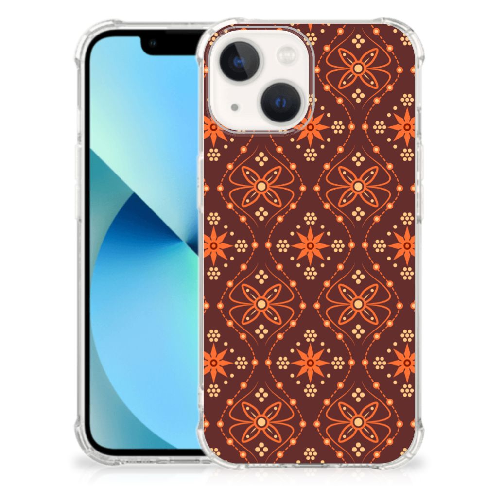 iPhone 13 mini Doorzichtige Silicone Hoesje Batik Brown - B2C Telecom