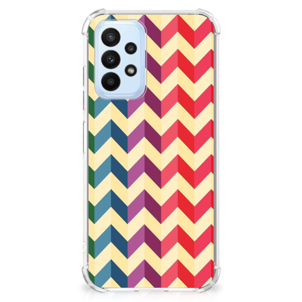 Samsung Galaxy A23 Doorzichtige Silicone Hoesje Zigzag Multi Color - B2C Telecom