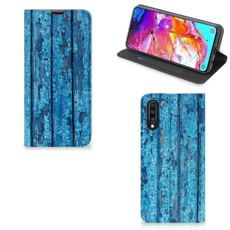 Samsung Galaxy A70 Book Wallet Case Wood Blue
