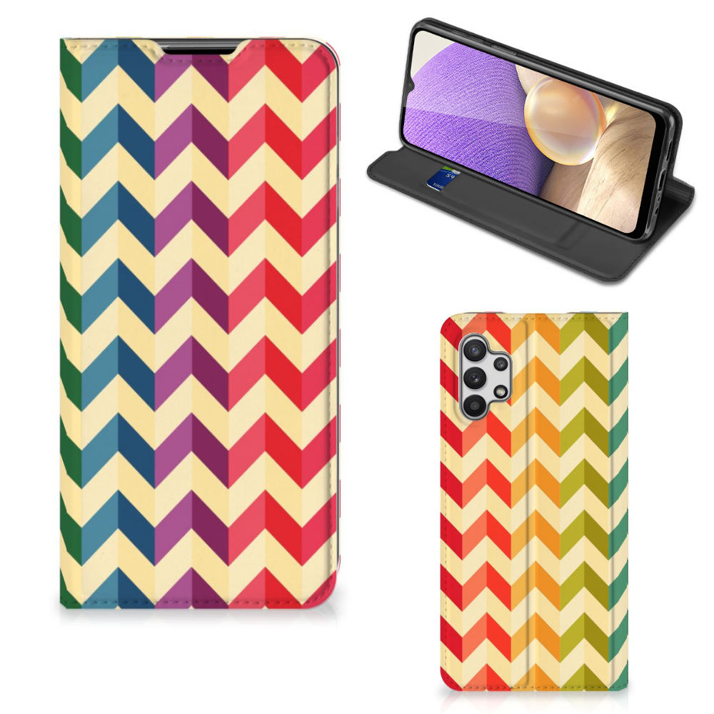 Samsung Galaxy A32 5G Hoesje met Magneet Zigzag Multi Color - B2C Telecom