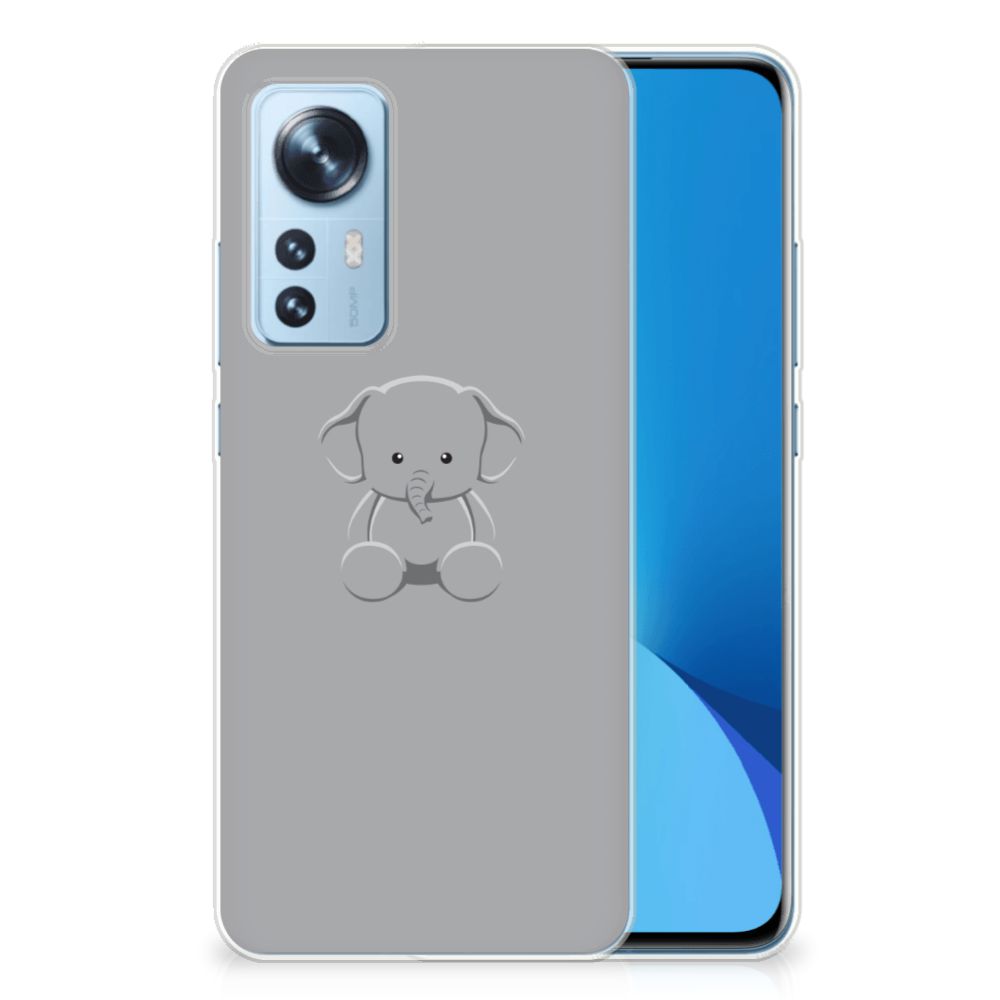 Xiaomi 12 | 12X Telefoonhoesje met Naam Grijs Baby Olifant B2C Telecom