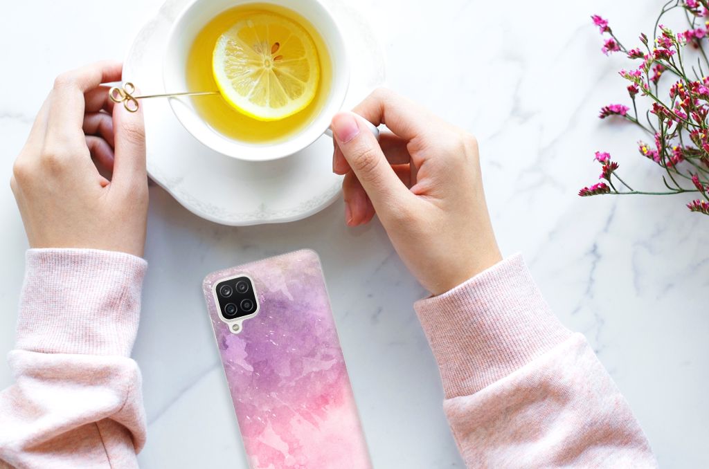 Hoesje maken Samsung Galaxy A12 Pink Purple Paint B2C Telecom