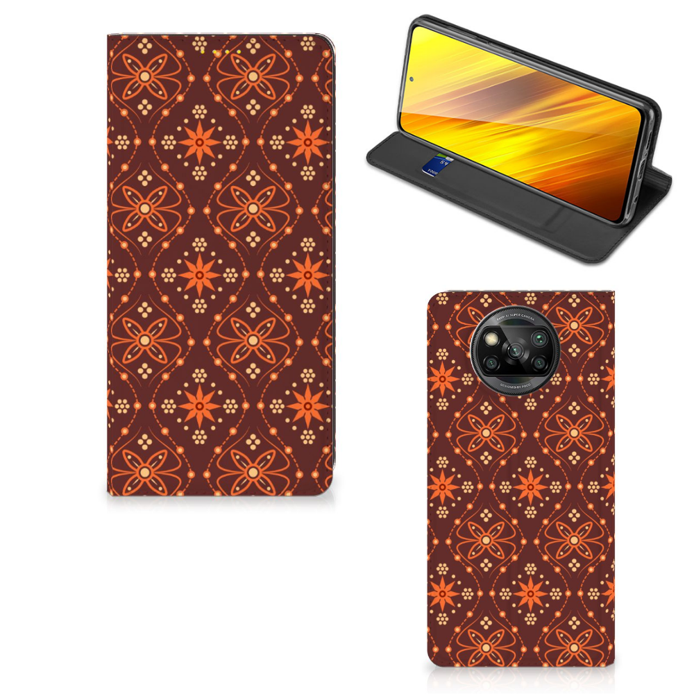 Xiaomi Poco X3 Pro | Poco X3 Hoesje met Magneet Batik Brown - B2C Telecom