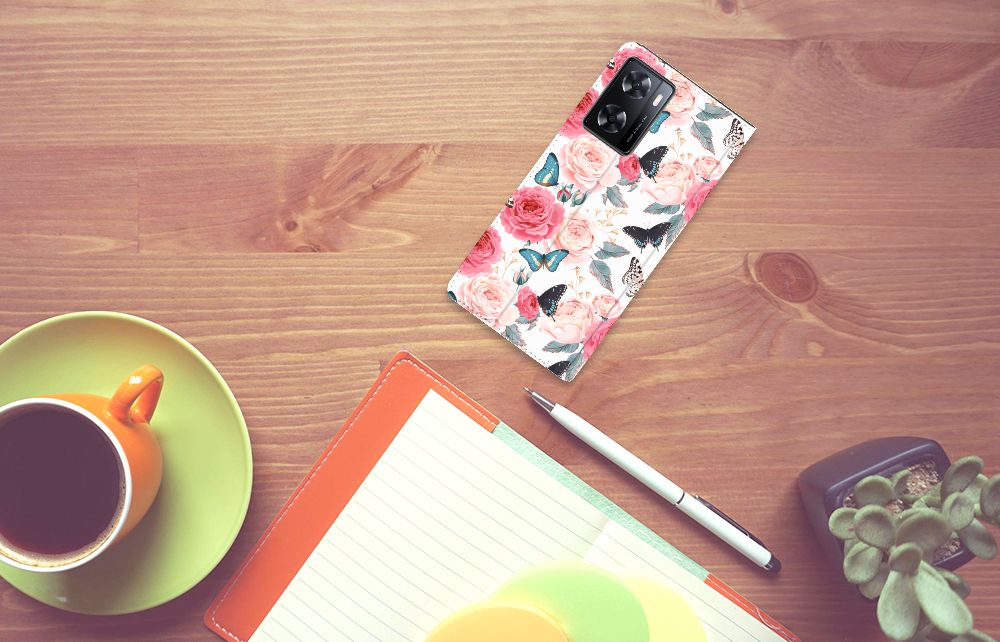 OPPO A57 | A57s | A77 4G Smart Cover Butterfly Roses - B2C Telecom
